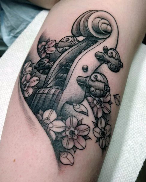 Delightful Tattoo For Women Violin Designs