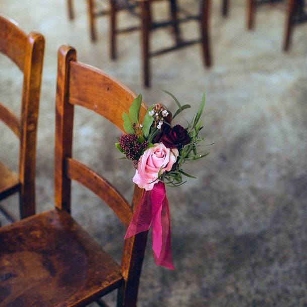 Delightful Wedding Chair Decorations Pink Red Flower Cute Ribbon Design Ideas