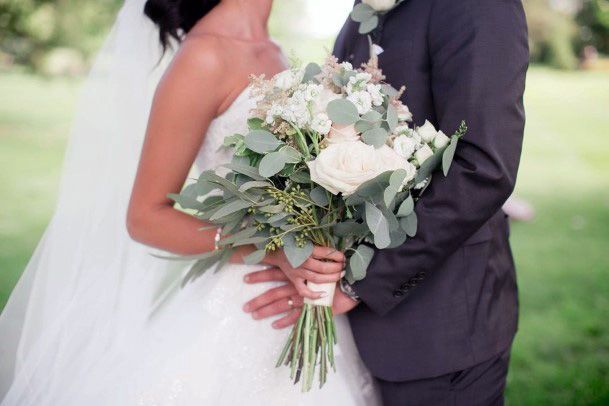 Delightful White Flower Bouquet Greenery Leaves For Wedding Ideas