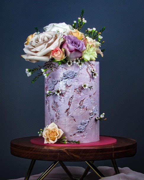 Deluxe Purple Buttercream Wedding Cake