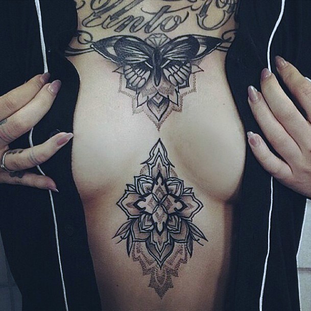 Designer Black Tattoo For Women Chest