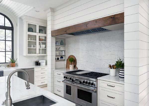Designs Kitchen Hood Shiplap Painted White With Wood Accent Board