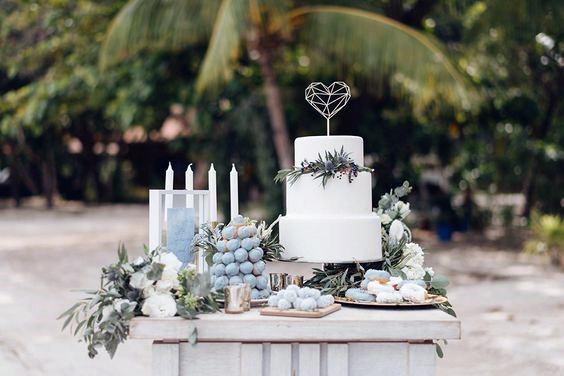 Dessert Table Tropical Leaves Decor Beach Wedding Ideas