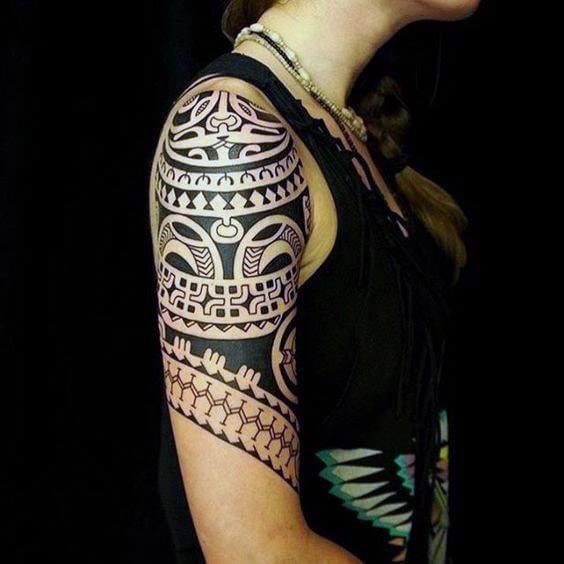 Detailed Tribal Tattoo Womens Arms