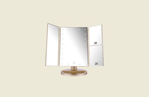 Deweisn Tri Fold Lighted Vanity Makeup Mirror For Women