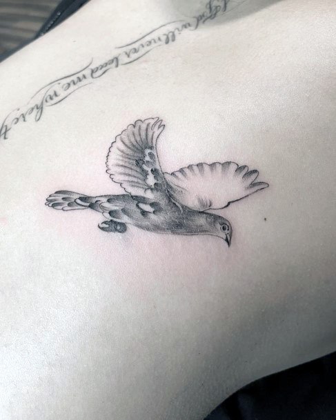 Dewy Eyed Dove Tattoo For Women