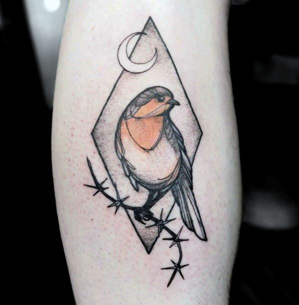 Diamond Framed Bird Tattoo Women