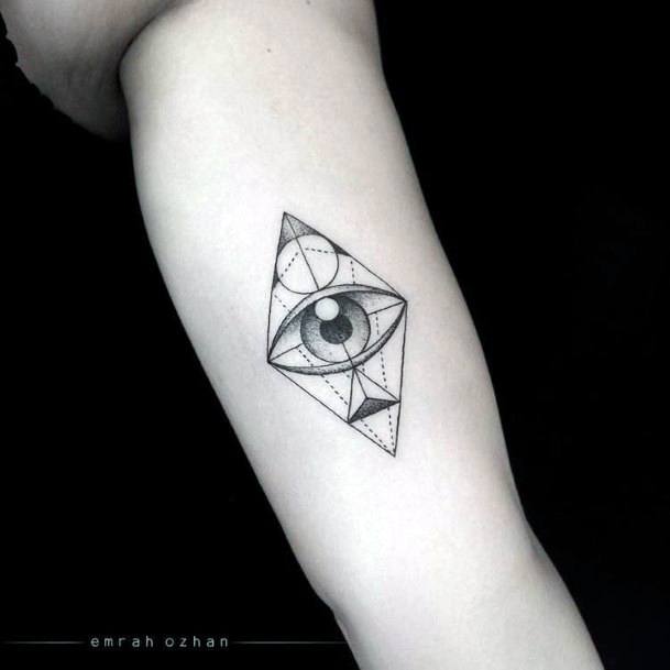 Diamond Shaped Eye Tattoo For Women On Arms