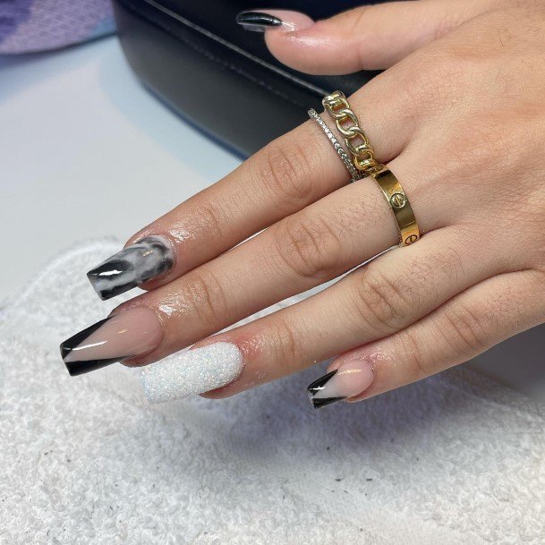 Diblack And White Marble Females Black And White Marble Nail