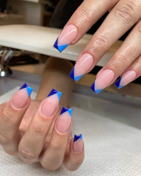 Diblue French Tip Females Blue French Tip Nail