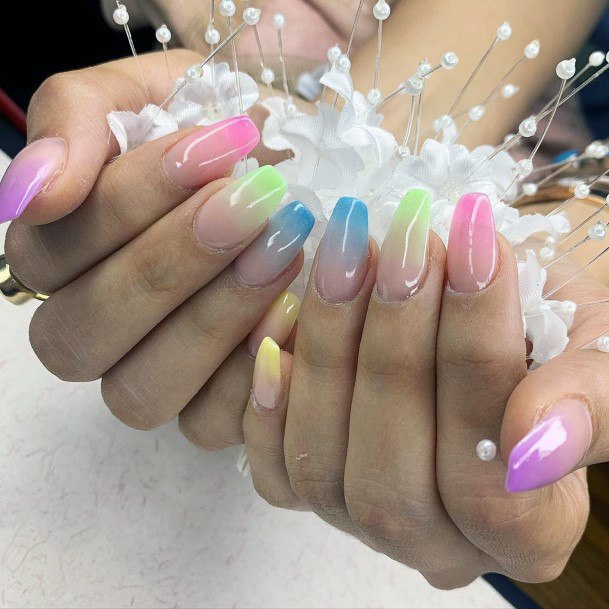 Different Colored Nails With Ombre Effect