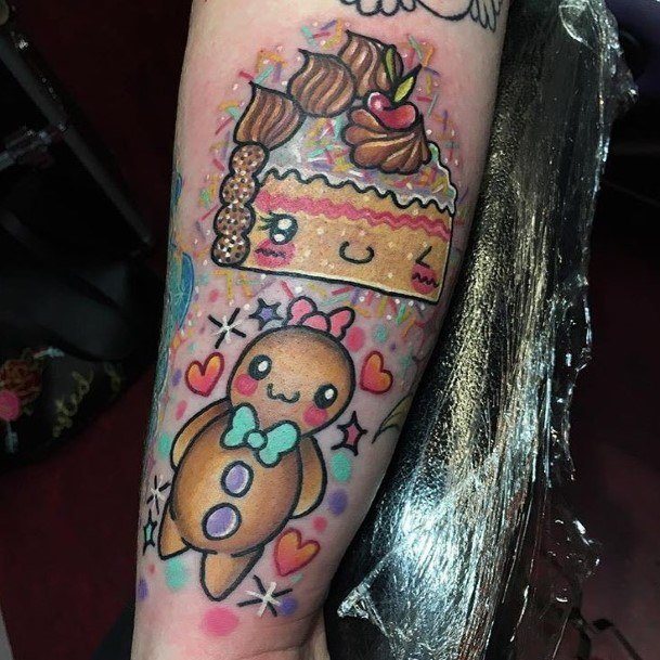 Digingerbread Man Females Gingerbread Man Tattoo With Cake Girly