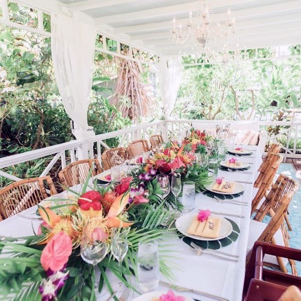 Dining Table Wedding Tropical Flowers