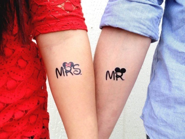 Disney Mister And Mistress Couple Tattoo Forearms