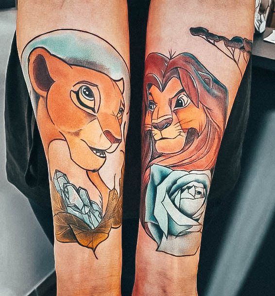 Disney Tattoo Design Inspiration For Women Lion King Forearms