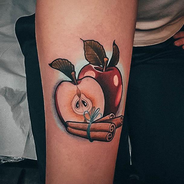 Distinctive Female Apple Tattoo Designs