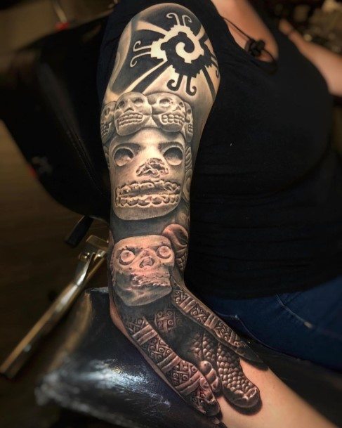 Distinctive Female Aztec Tattoo Designs Sleeve