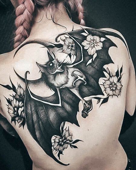 Distinctive Female Bat Tattoo Designs