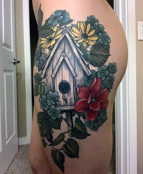 Distinctive Female Birdhouse Tattoo Designs