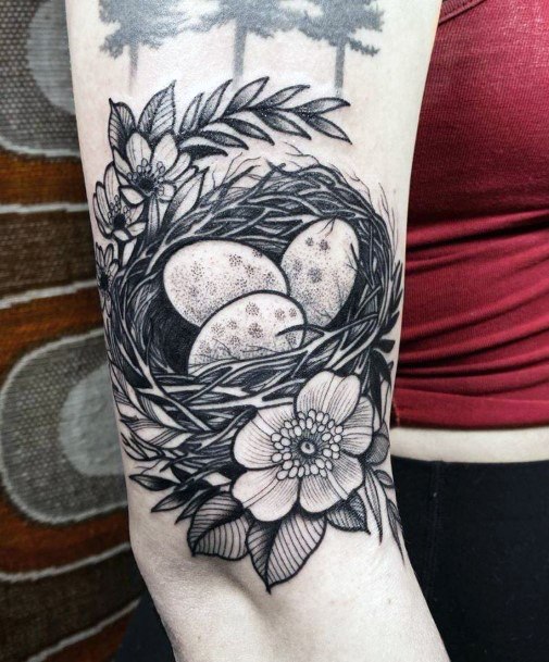 Distinctive Female Birds Nest Tattoo Designs