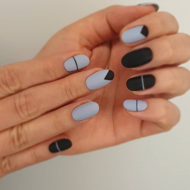 Distinctive Female Black And Grey Nail Designs