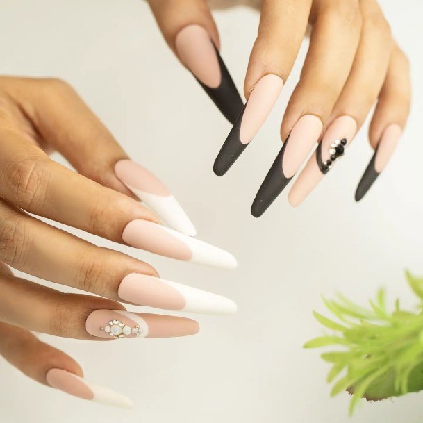 Distinctive Female Black And White Nail Designs