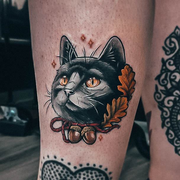 Distinctive Female Black Cat Tattoo Designs