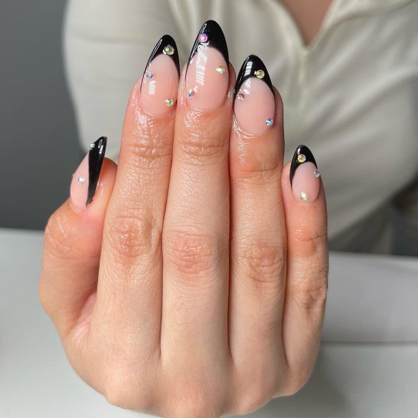 Distinctive Female Black French Tip Nail Designs