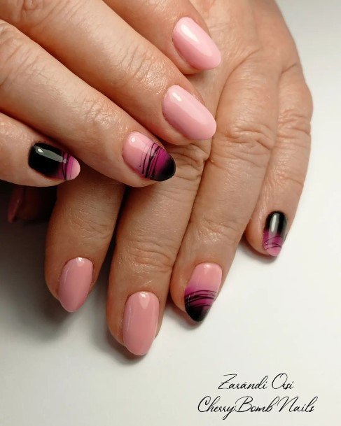 Distinctive Female Black Ombre Nail Designs