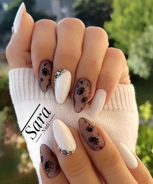 Distinctive Female Black Prom Nail Designs