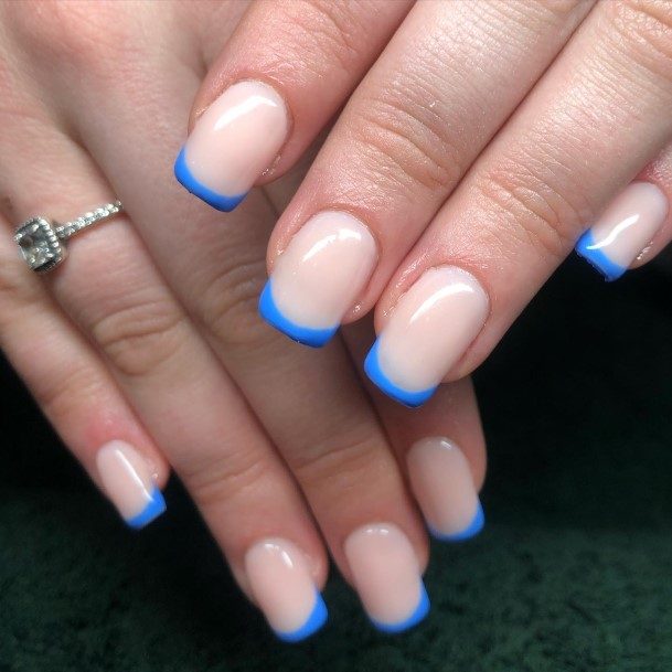 Distinctive Female Blue French Tip Nail Designs