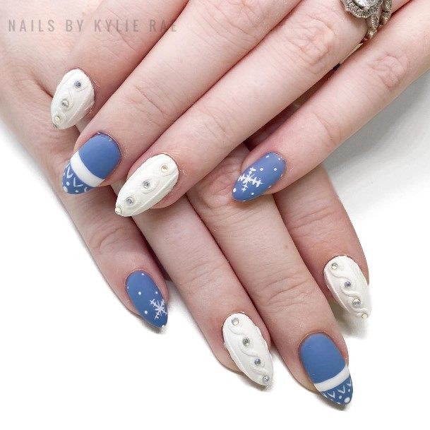 Distinctive Female Blue Winter Nail Designs