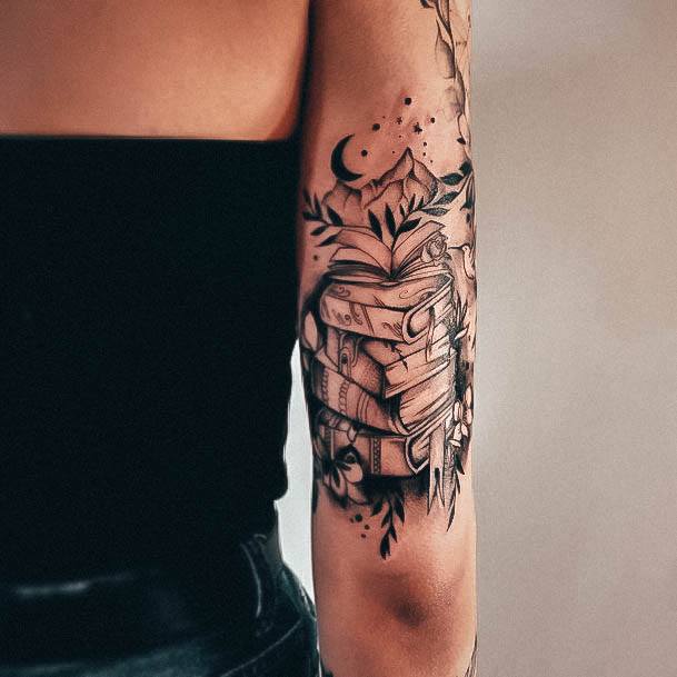 Distinctive Female Book Tattoo Designs