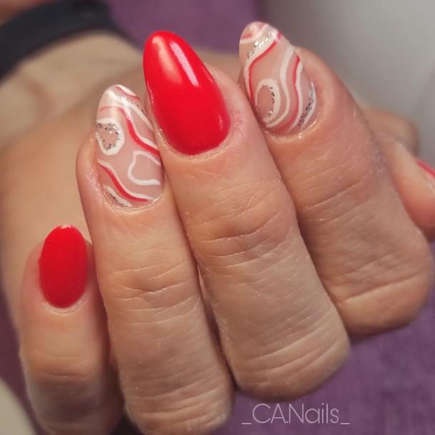 Distinctive Female Bright Coral Nail Designs