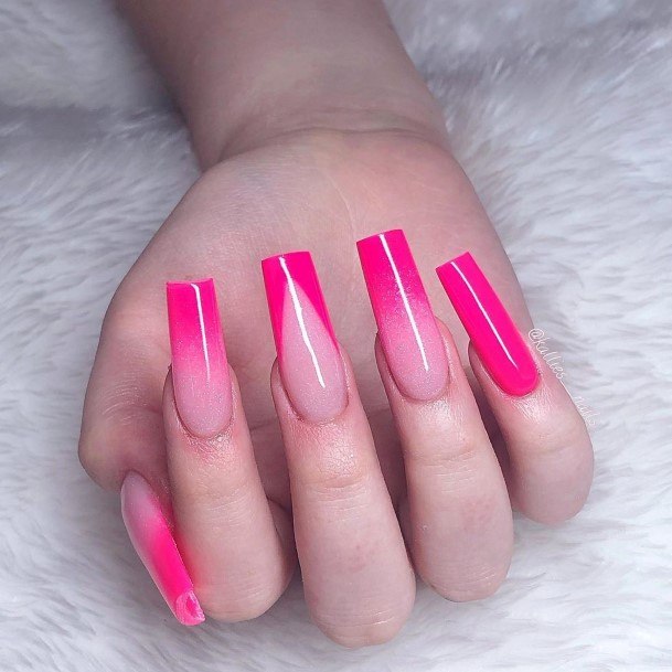 Distinctive Female Bright Pink Nail Designs