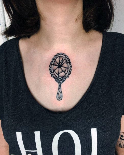 Distinctive Female Broken Mirror Tattoo Designs