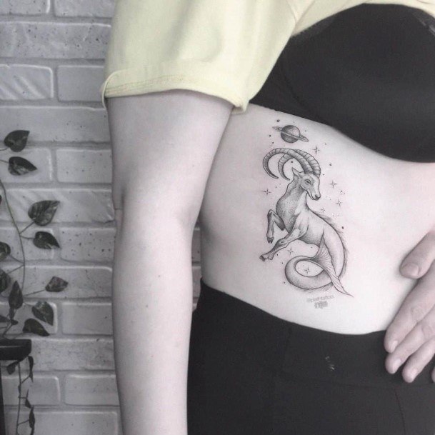Distinctive Female Capricorn Tattoo Designs Ribs