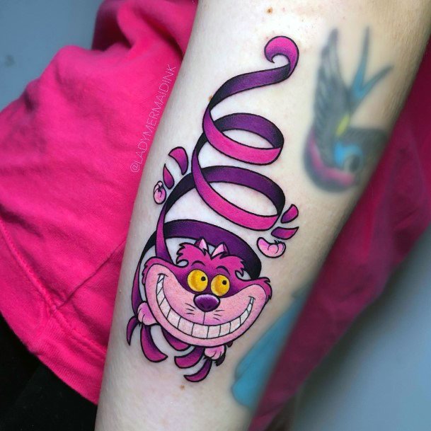 Distinctive Female Cheshire Cat Tattoo Designs