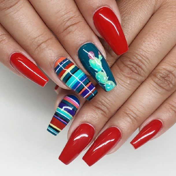 Distinctive Female Cinco De Mayo Nail Designs