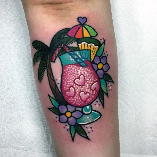 Distinctive Female Cocktail Tattoo Designs