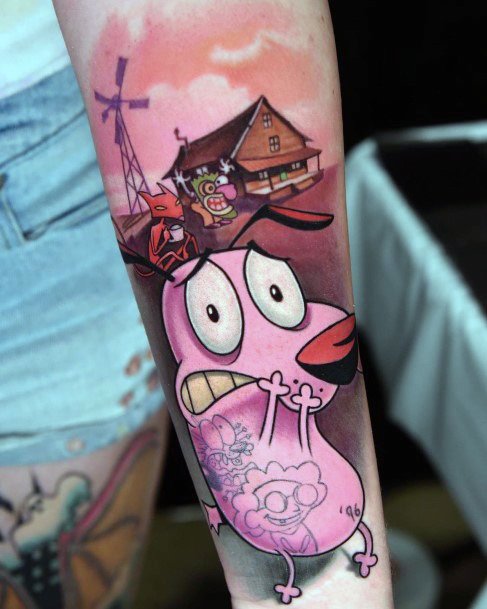 Distinctive Female Courage The Cowardly Dog Tattoo Designs