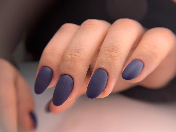 Distinctive Female Dark Blue Matte Nail Designs