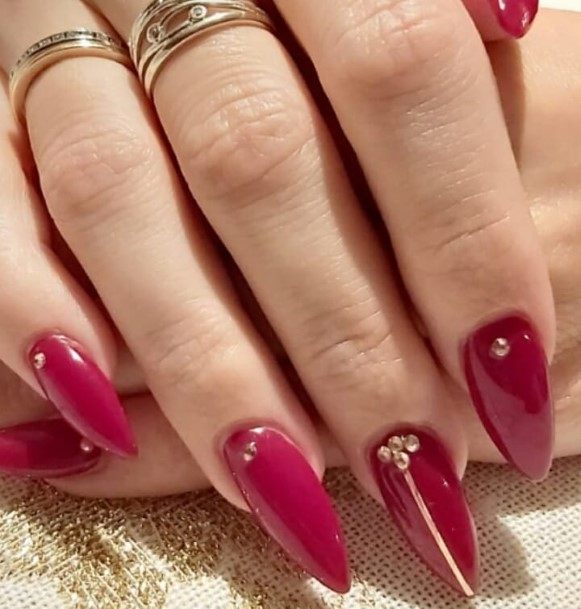 Distinctive Female Dark Red Nail Designs