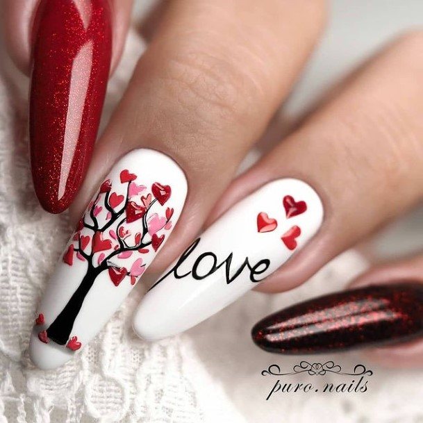 Distinctive Female Deep Red Nail Designs