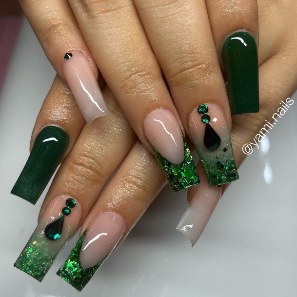 Distinctive Female Emerald Green Nail Designs