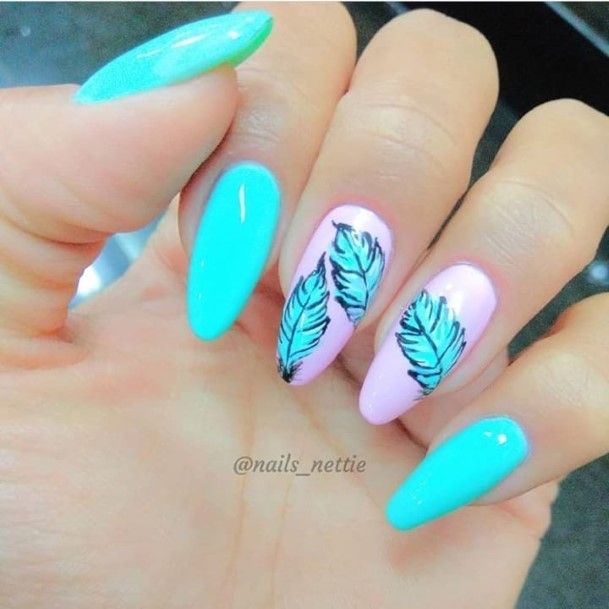 Distinctive Female Feather Nail Designs