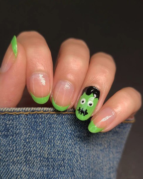 Distinctive Female Frankenstein Nail Designs