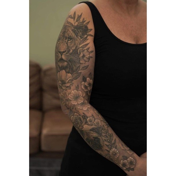 Distinctive Female Full Sleeve Tattoo Designs