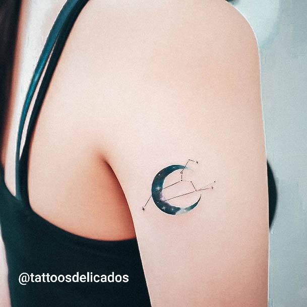 Distinctive Female Girly Tattoo Designs Moon Constellation Arm