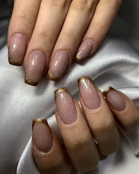 Distinctive Female Gold French Tip Nail Designs